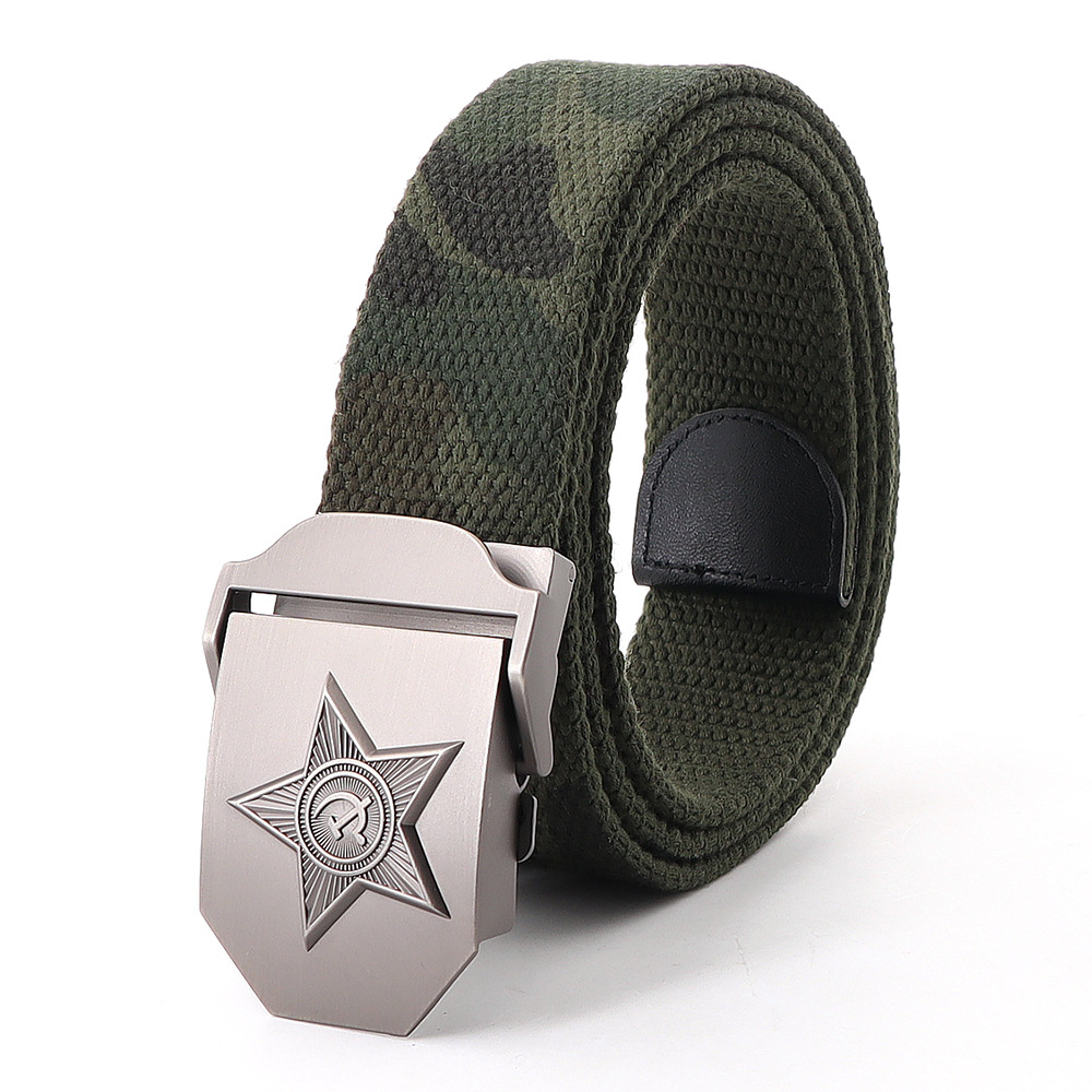 Picture of Soviet Union military emblem canvas belt belt thickened men's outdoor jeans tactical alloy manufacturers wholesale