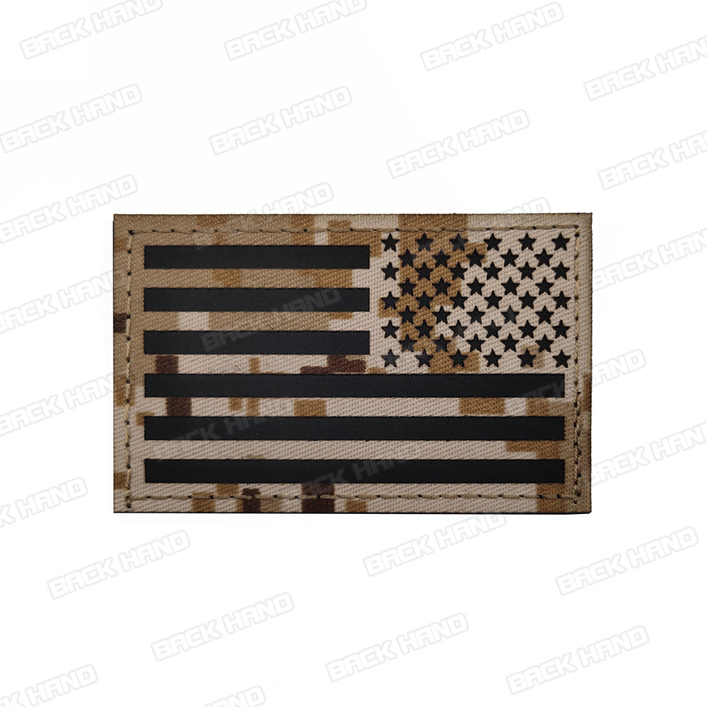 Picture of Haike Outdoor Spot Laser Cut American Ir Reflective Tactical Morale Badge Reflective Velcro Strip Flag