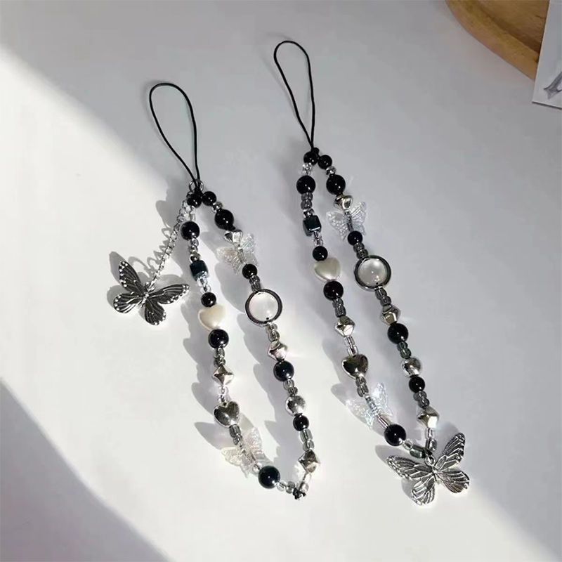 Ins Hot Girl Style Metal Butterfly ccd Camera Lanyard Mobile Phone Case Accessories Chain General-purpose Short Bracelet
