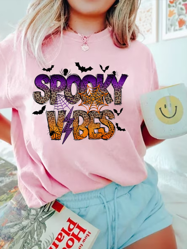 2024 new European and American cross-border trade Halloween spooky printing summer round neck T-shirt in stock