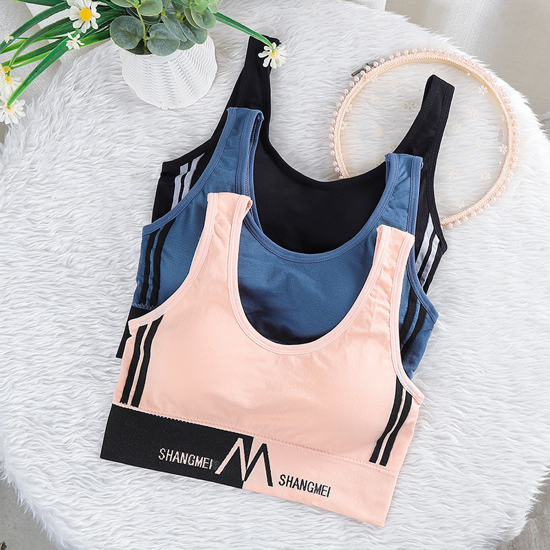 Picture of European and American Style Explosions M Letter Beautiful Back Wrapped Breast Tube Top Underwear Women's Sports Yoga No Steel Ring Vest Bra Women
