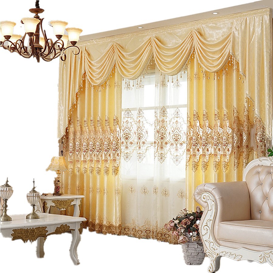 Picture of European-style high-end simple hollow water-soluble embroidered curtain yarn wholesale finished living room bedroom curtain balcony bay window
