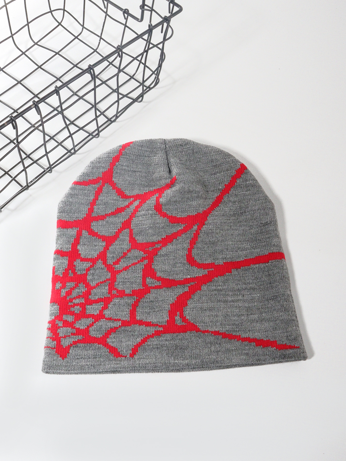 Picture of Hot sale spider web Y2K foreign trade knitted hat European and American hat trend winter hat jacquard special cross-border factory straight hair