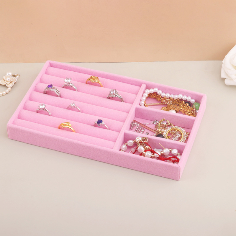 Picture of Cross-border in stock Flannel Jewelry Plate small size Beige Drawer Storage Jewelry Plate Home Display Storage Box