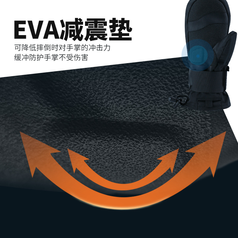 Picture of New Ready-Made Ski Gloves with Built-In Wrist Guards Eva Shock-Absorbing Veneer Warm Gloves Waterproof Wrist Guards Ski Gloves