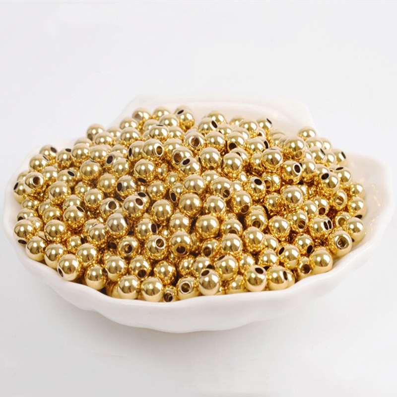Picture of Color preserving 14k gold beaded smooth solid copper beads bracelet accessories diy hand necklace beaded material small gold beads