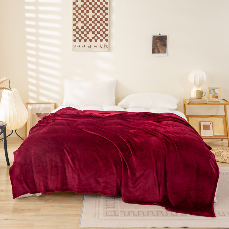Foreign Trade Cross-Border Solid Color Flannel Blanket Summer Sofa Nap Blanket Coral Velvet Sheets Gift Blanket Wholesale