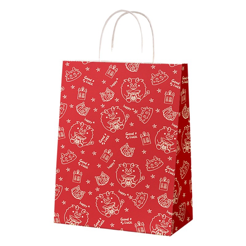 Brown Packing Paper Bag Custom Holiday Gift Bag Clothing Export Handbag Milk Tea Coffee Baking Takeaway Bag