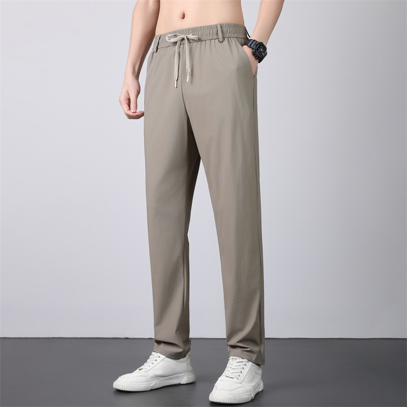 Summer Ice Silk Quick-drying Pants Men's Outdoor Breathable Loose plus size Straight Barrel Sports Running Air Conditioning Pants Women's Customized