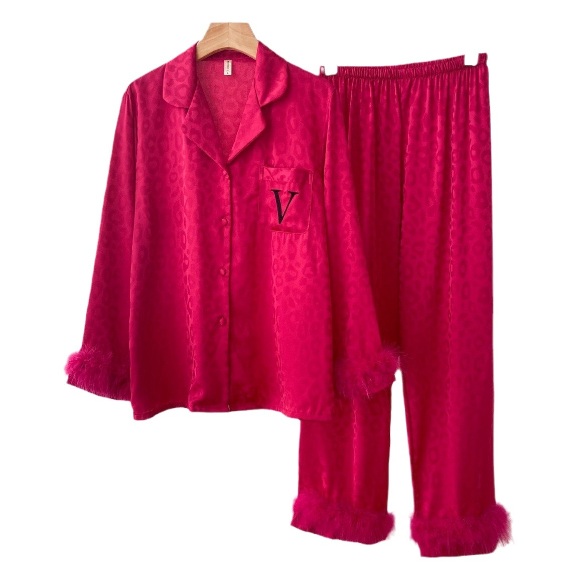 [Charming light feather] high-definition feather pajamas for women autumn and winter light luxury ins high-grade European and American fashion home wear for women