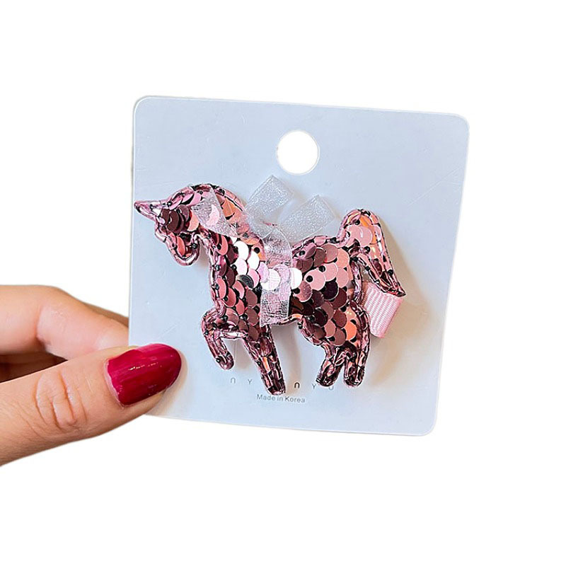 Picture of Cartoon Children's Hair Accessories Korean Color Sequins Unicorn Girls Hairpin Princess Birthday Headwear Liu Haihai Clip