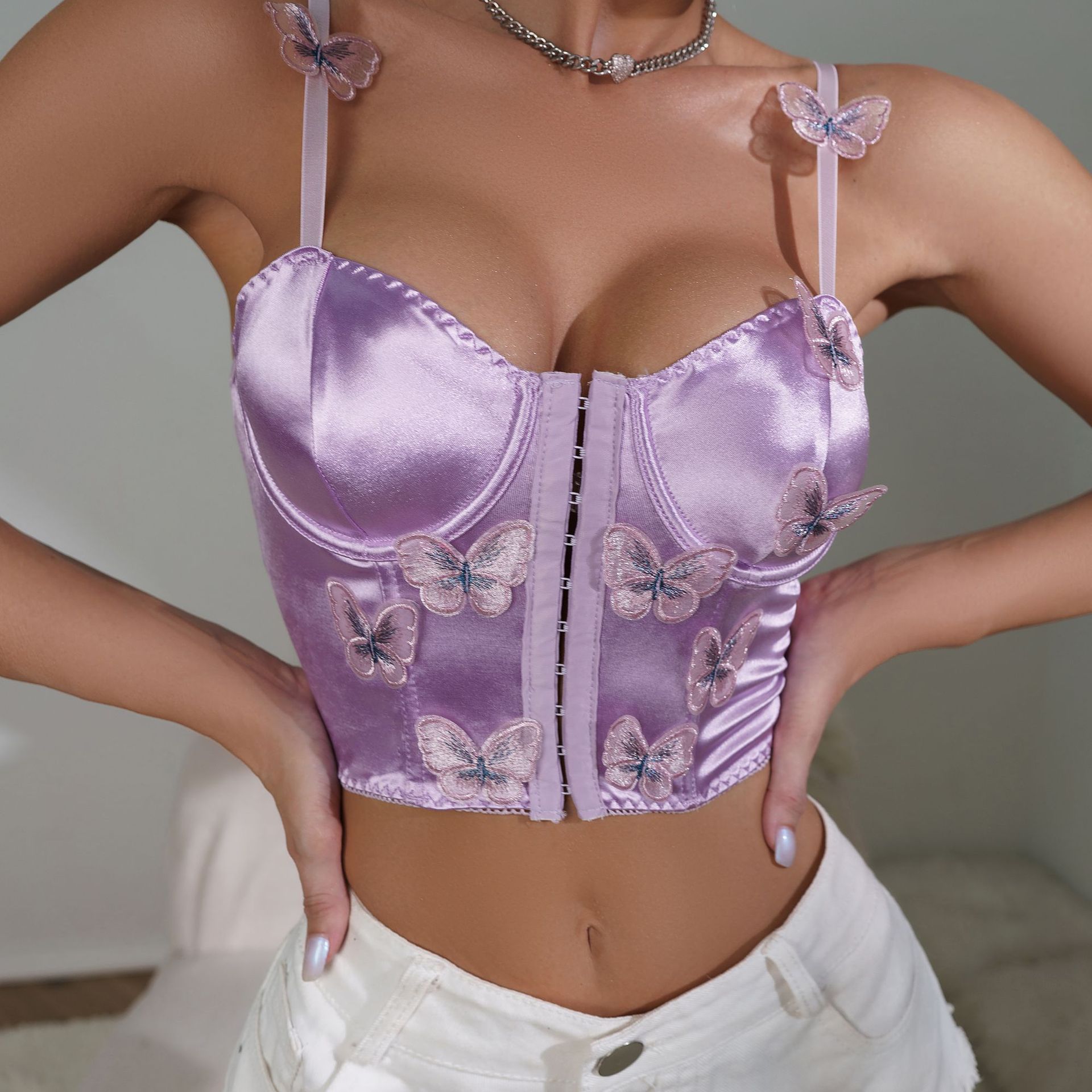 New Sexy Pure Wish Style Small Vest European and American Spice Girls Outer Wear Inner Girdle Slim Fit Front Buckle Spice Girls Sling