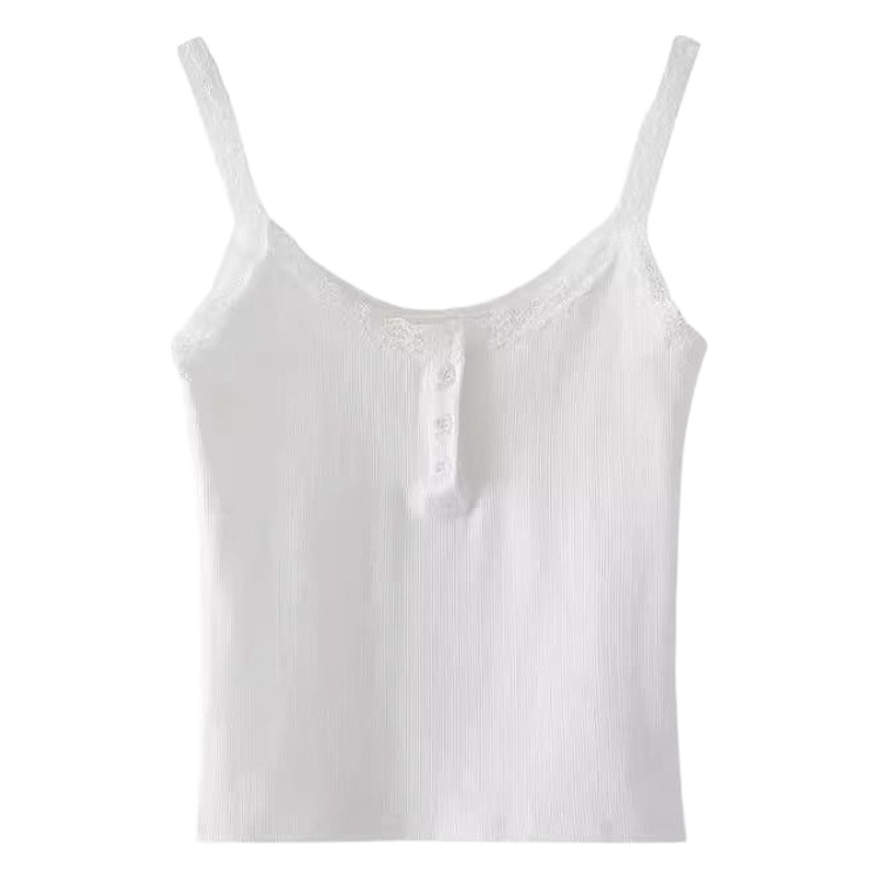 Lace camisole short fixed chest pad beauty back sexy lace short button new bottoming top