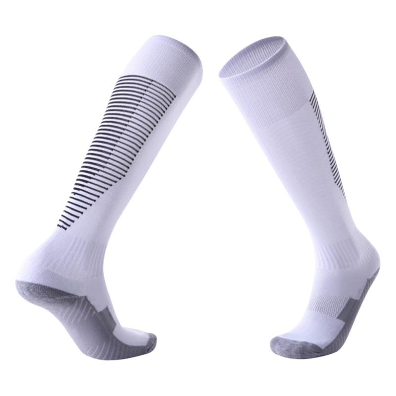 Amazon long football socks men's non-slip socks children's training thickened towel bottom striped sports socks wholesale