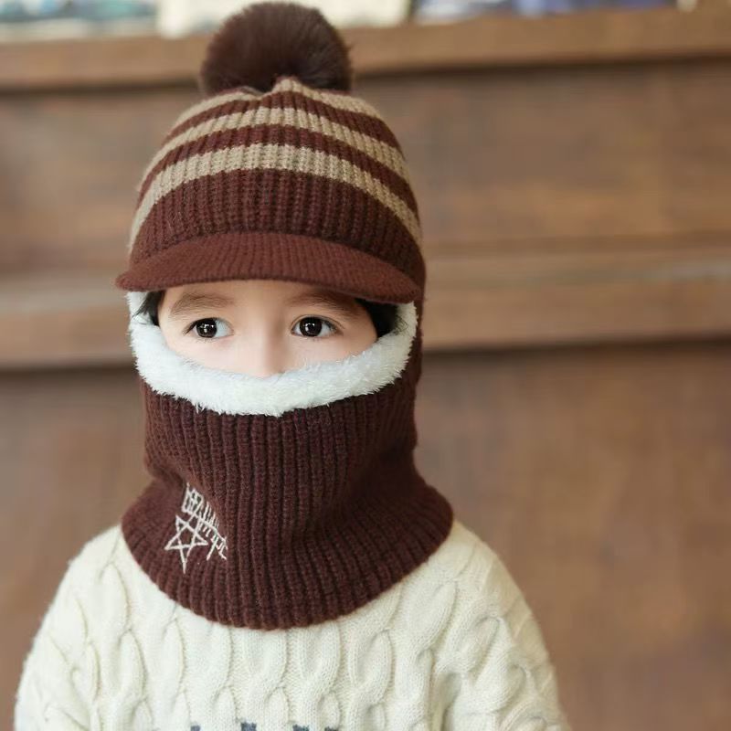 Picture of Children's Hat New Velvet Warm One Hat Boy's Wool Hat Face Protection Neck Baby Hat Winter Cap