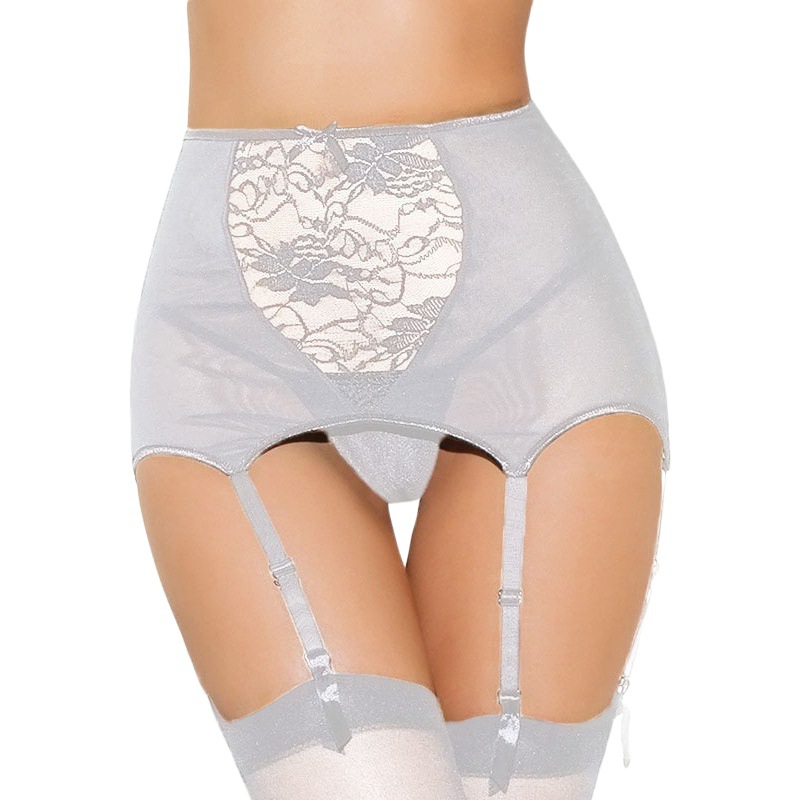 European and American Foreign Trade Sexy Lingerie Underwear Women's Lace Perspective Hollow Garter Belt Silk Stockings Temptation Large Size Set