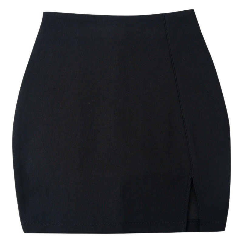 2023 New Black Hip Skirt Summer High Waist Super Fire Skirt Split OL Skirt Sexy Short Skirt