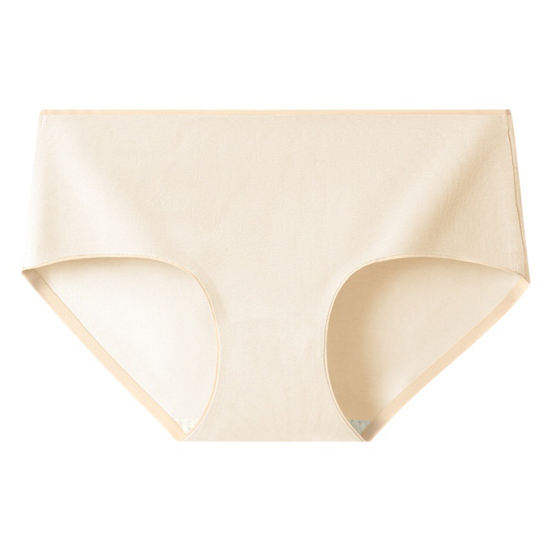 Pure Cotton Crotch Underwear for Women, Mid-Waist, Seamless, Comfortable, Antibacterial, One-Piece, Simple Solid Color Briefs, Large Size, Antibacterial, Seamless