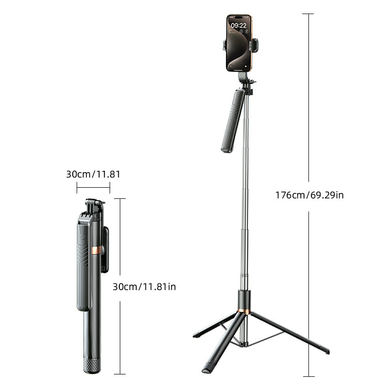 Picture of Anti-shake Selfie Stick Mobile Phone Bracket Bluetooth Tripod Integrated Floor Telescopic Stick Portable Shake Live Lazy Man