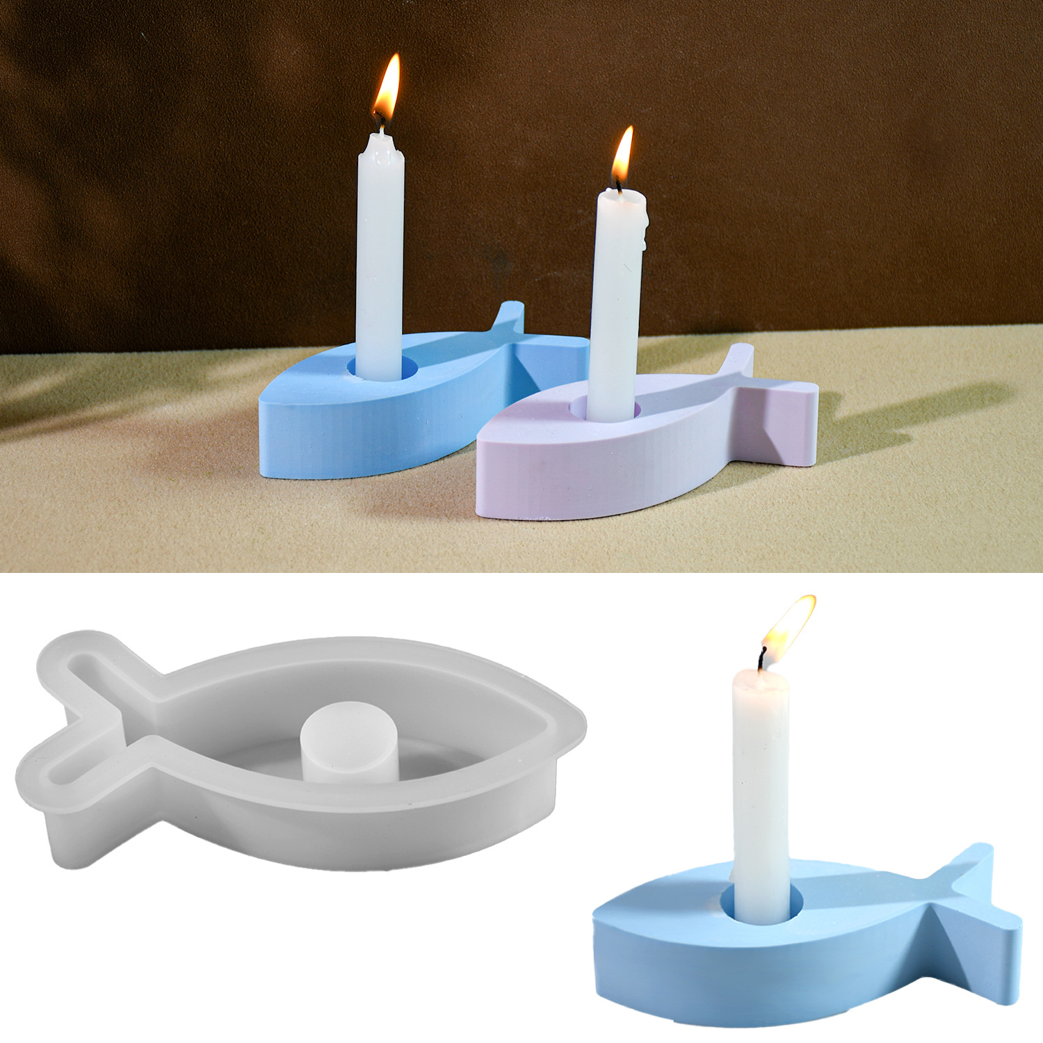 triumphant diy glue drop mold fish-shaped rune candle holder aromatherapy candle silicone mold gypsum cement ornaments