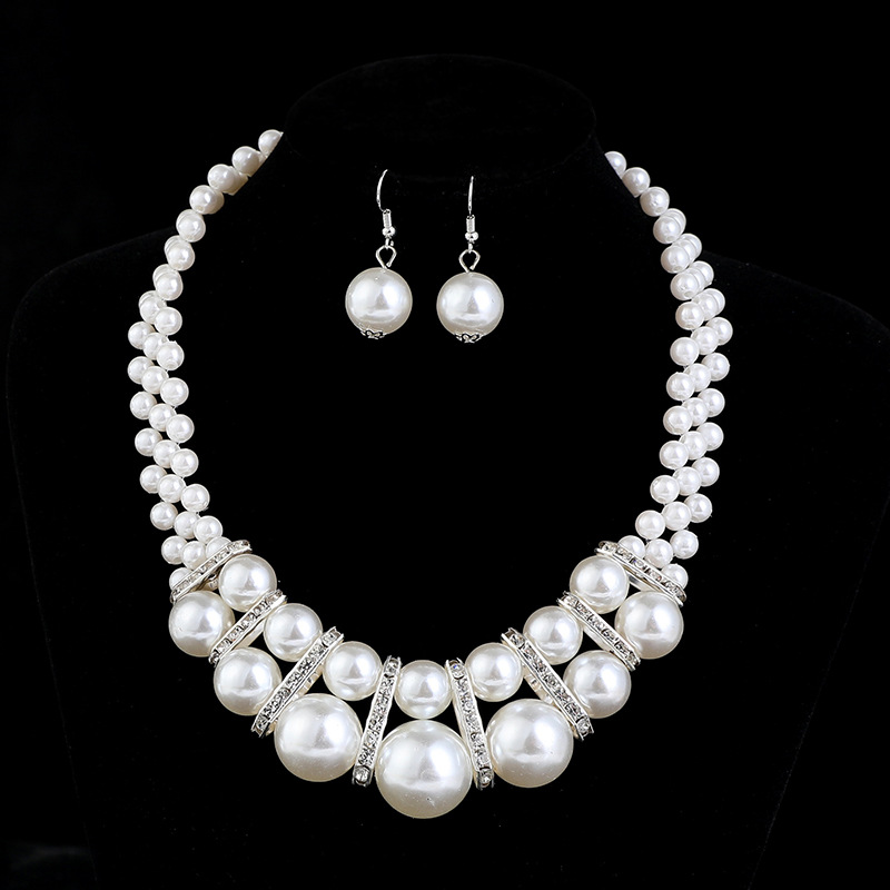 Picture of Cross-border jewelry new bridal sweater chain necklace set diamond artificial pearl necklace earring bracelet set