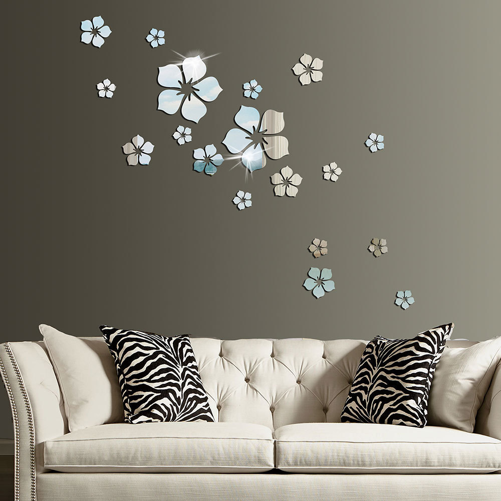 Picture of 3D Acrylic Mirror Flowers 18 Petals Crystal Mirror Wall Stickers Stereo Stickers Bedroom Living Room Decorative Wall Decorations