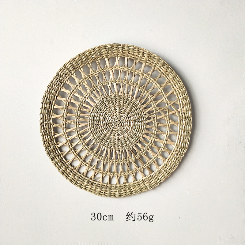 Picture of Bohemian style straw wall decoration living room background wall decoration ethnic round hanging decoration sofa bedside hanging decoration