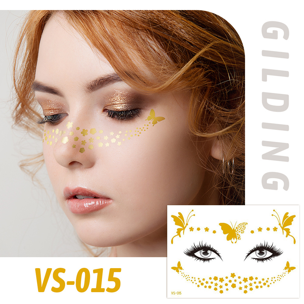 Picture of Cross-border Supply Waterproof Bronzing Electric Syllable Tattoo Sticker European and American Carnival Party Face Sticker Masquerade Freckles