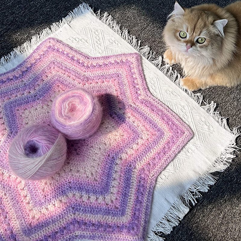Wholesale Seven Star Blanket Wool Gradient Silk and Mauhair Wool Handmade Diy Dyed Rose Bouquet Material Bag