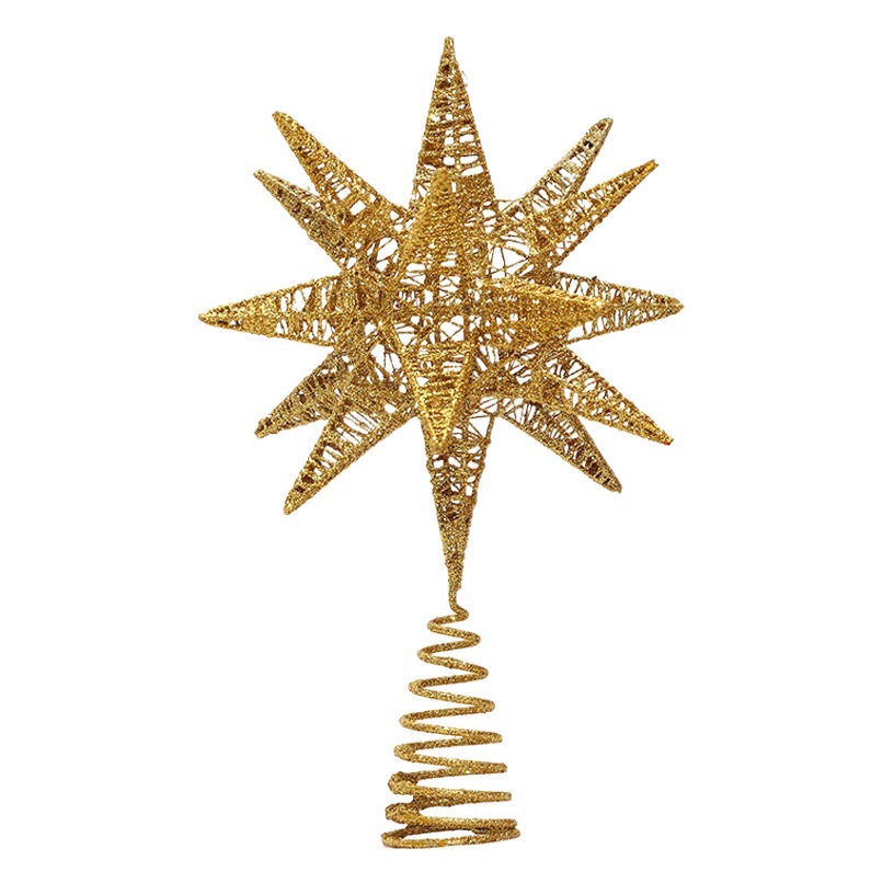 Cross-border supply chain Christmas 17 corner explosion star Christmas tree top star window decoration iron star