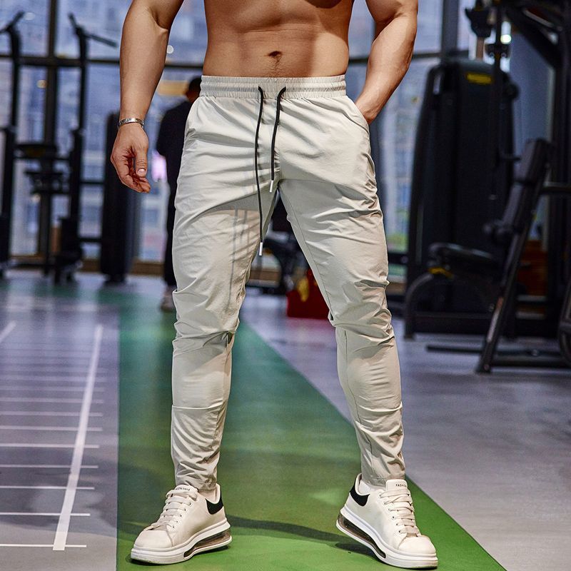 Summer Thin Ice Silk Sports Trousers Men's Fitness Running Casual Quick-drying Breathable Stretch Leg Straight Training Pants