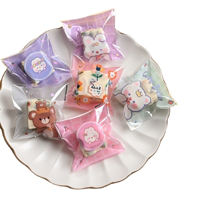 Snowflake crisp cake dry self-sealing bag baking milk date cookies cow rolled cake small bag cartoon self-adhesive bag discount wholesale