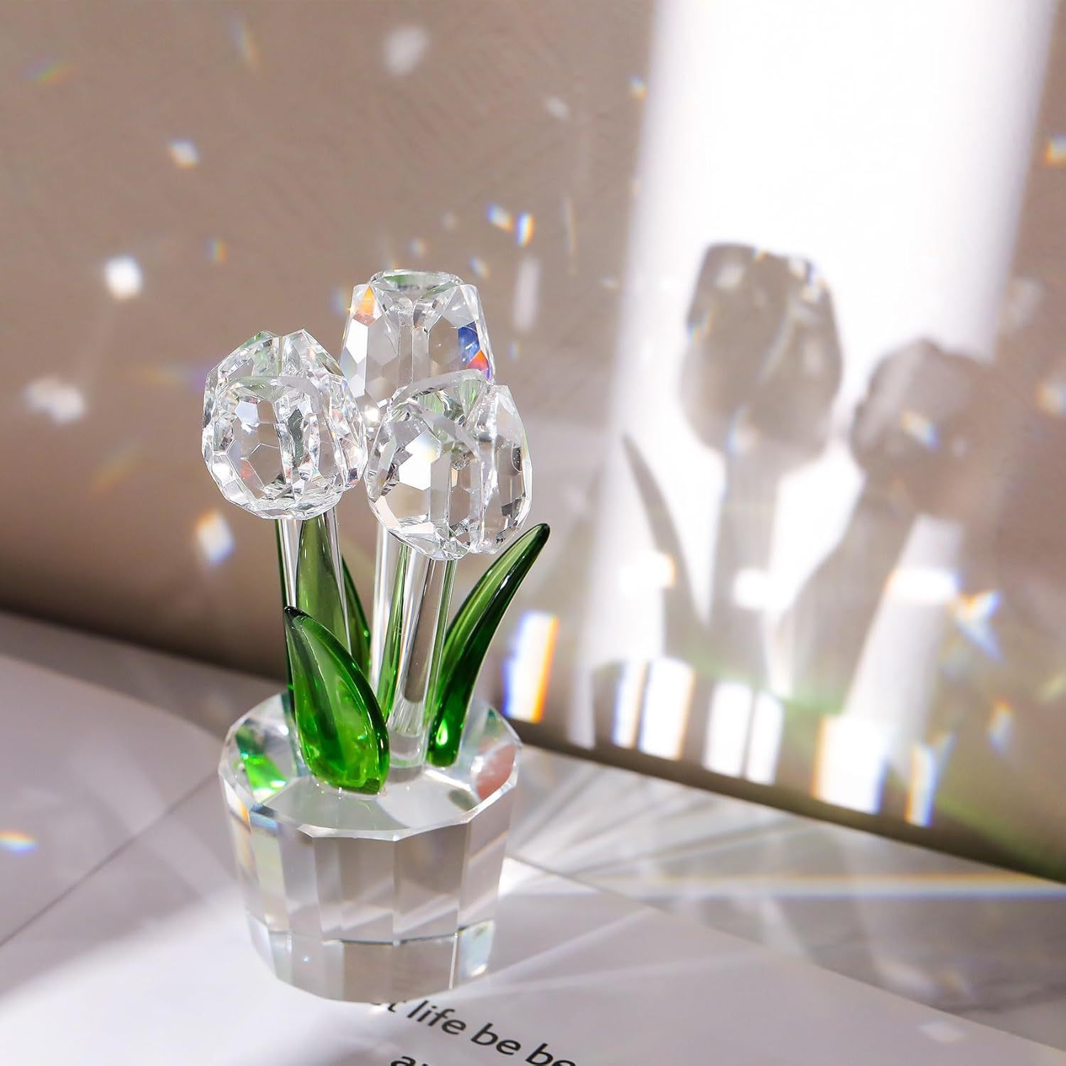 Picture of Cross-Border Best-Selling Tulip Crystal Crafts Ornaments Manufacturers Wholesale Home Living Room Desktop Flower Decoration
