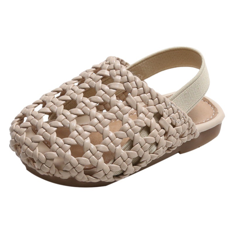 Summer Baby Shoes Girls' Baotou Anti-kick Knitted Sandals Baby Soft Sole Non-slip Strode Shoes Hollow Hole Shoes