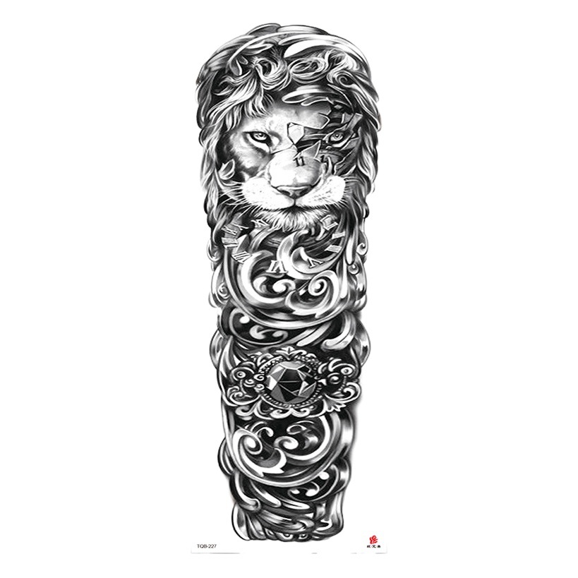 Wholesale New Full Arm Tattoo Stickers Waterproof Large Picture Flower Arm Lion Arm Tattoo Cross-Border Hot Selling Tattoo Stickers