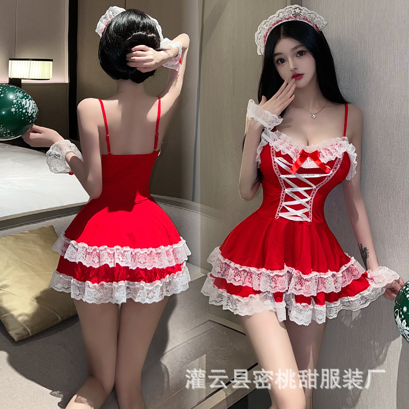 Sexy Underwear Deep V Sling New Year dress Uniform COS Christmas Maid Cosplay