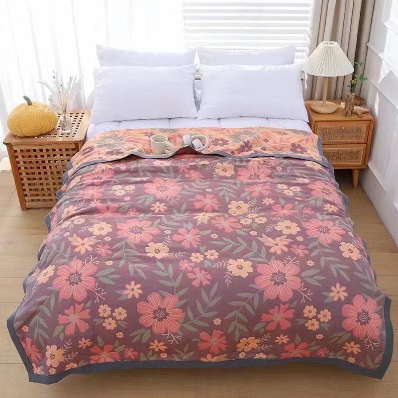 Picture of Wholesale new combed cotton fine sand gauze towel blanket soybean fiber blanket spring and summer single double autumn and winter leisure blanket