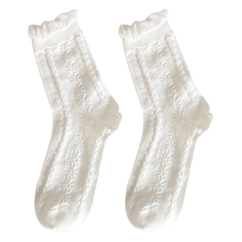 White Socks Women's Cute Japanese Style jk Socks Summer Lace ins Trendy Mid-length Socks Women's Summer All-match Summer Thin Socks