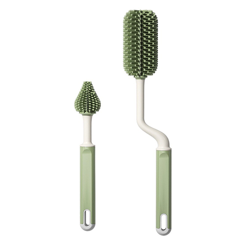 Cross-border new multi-color silicone milk bottle brush nipple brush 360 degree rotating cleaning brush infant milk bottle brush suit