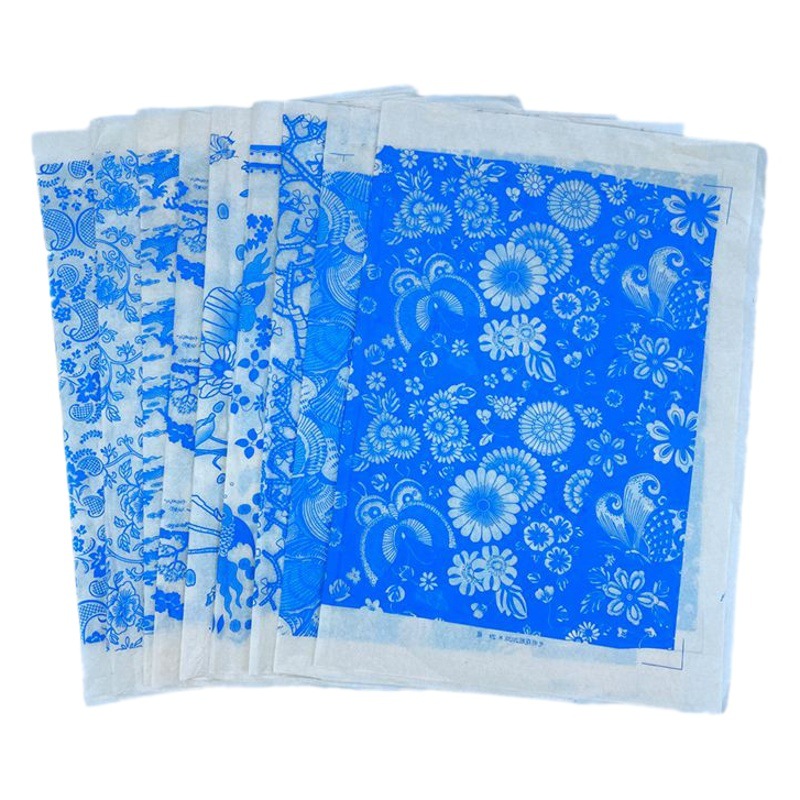 Ceramic underglaze flower paper decals high temperature stickers underglaze red flower Jingdezhen blue and white flower stickers traditional blue and white flower stickers