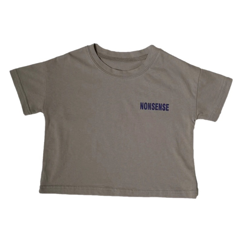 GL-kids Korean Style Children's Back Large Letter Printed Short-sleeved T-shirt Unisex Loose All-match Top T-shirt