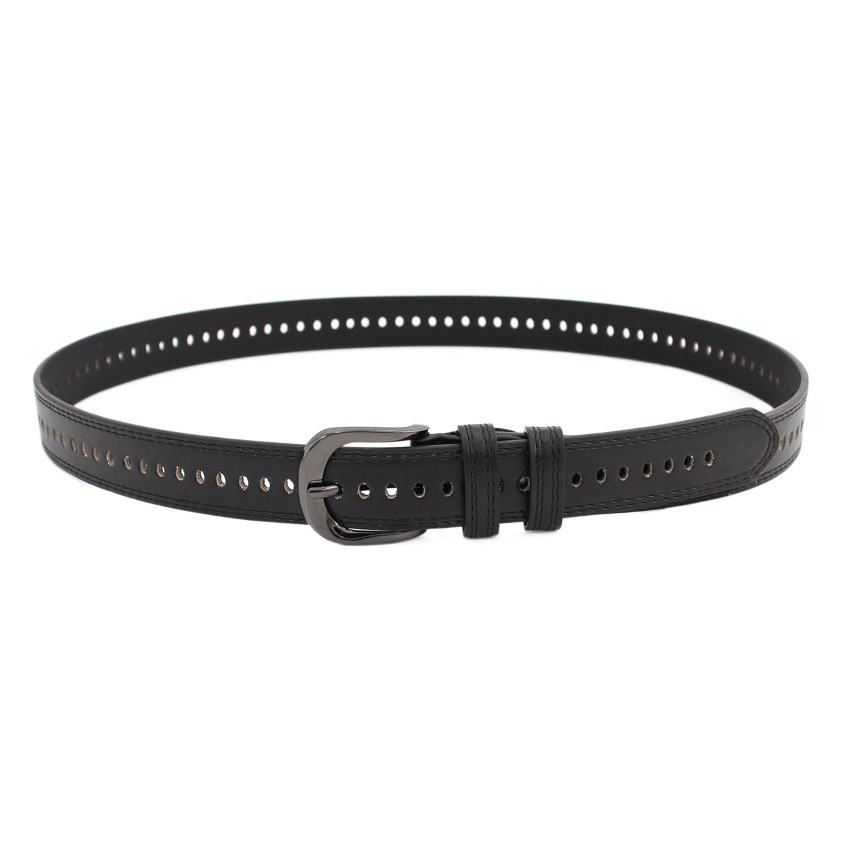 Women's Vintage Fashion Pin Buckle Oval Full Hole Wide Belt Korean All-match Student Jeans Decorative Belt Punch-free