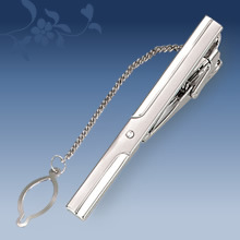 Picture of Metal tie clip men's suit chain 140 simple flower type business atmosphere with drill tie clip