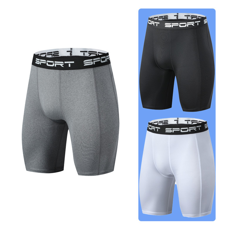 High Elastic Compression Pants Men's Five-point Breathable Swimming Trunks Running Quick-drying Outdoor Summer High Elastic Sports Training Track and Field