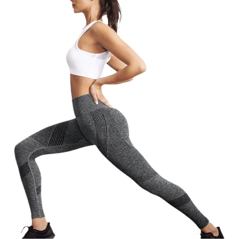 Cross-border popular European and American seamless tight hip lifting sports pants high waist belly contracting peach stretch yoga pants