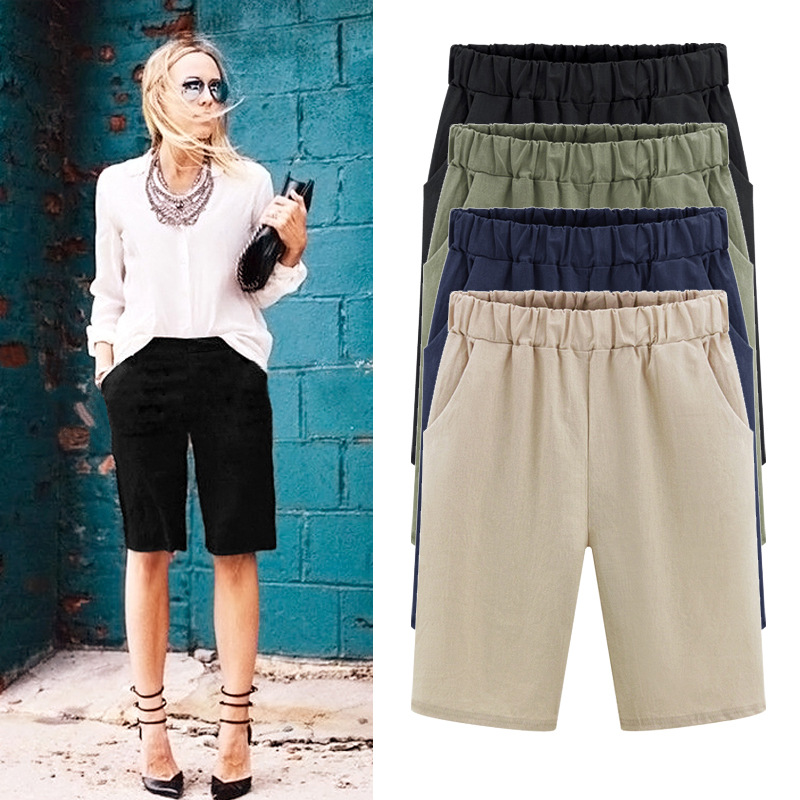 Picture of Plus Size Five-Quarter Pants Women's Summer Thin Mid-Pants 100kg Fat Sister Loose Harem Pants Plus Fat and Slimming Look Women's Pants