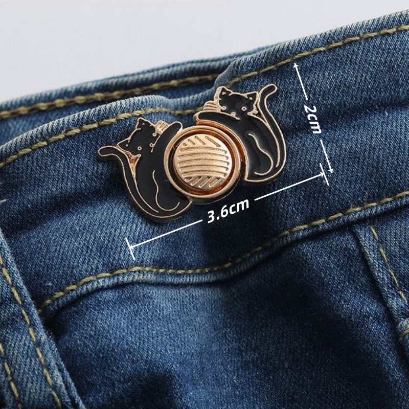 Picture of Chinese Knot Waist Buckle Pair Buckle Flat Bottom Removable Nail-free Seam-free Button Girl's Trouser Skirt Waist Size Change Artifact