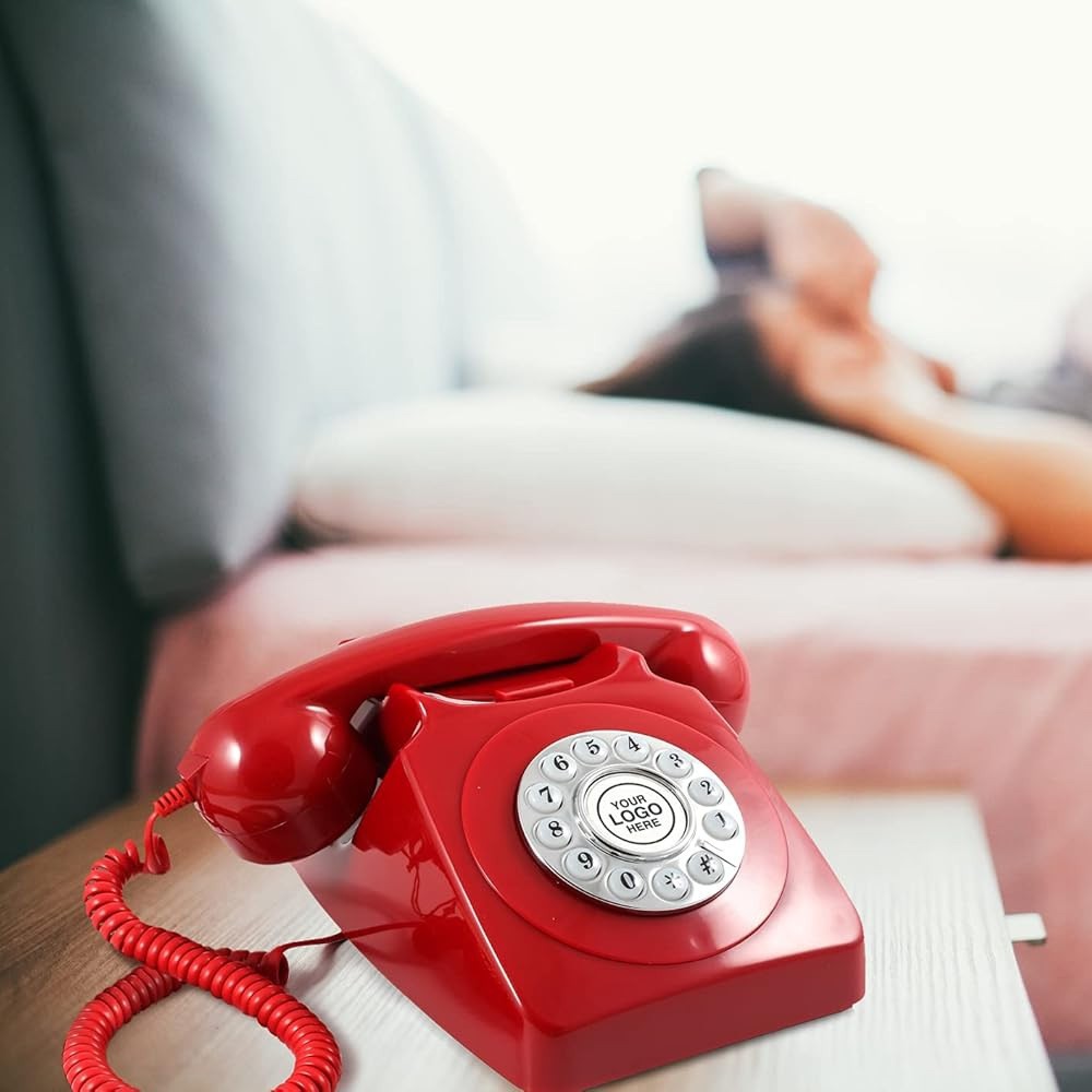 Antique Style Metal Rotating Vintage Telephone ABS Vintage Look Landline with Swivel Function Wired Telephone Holder