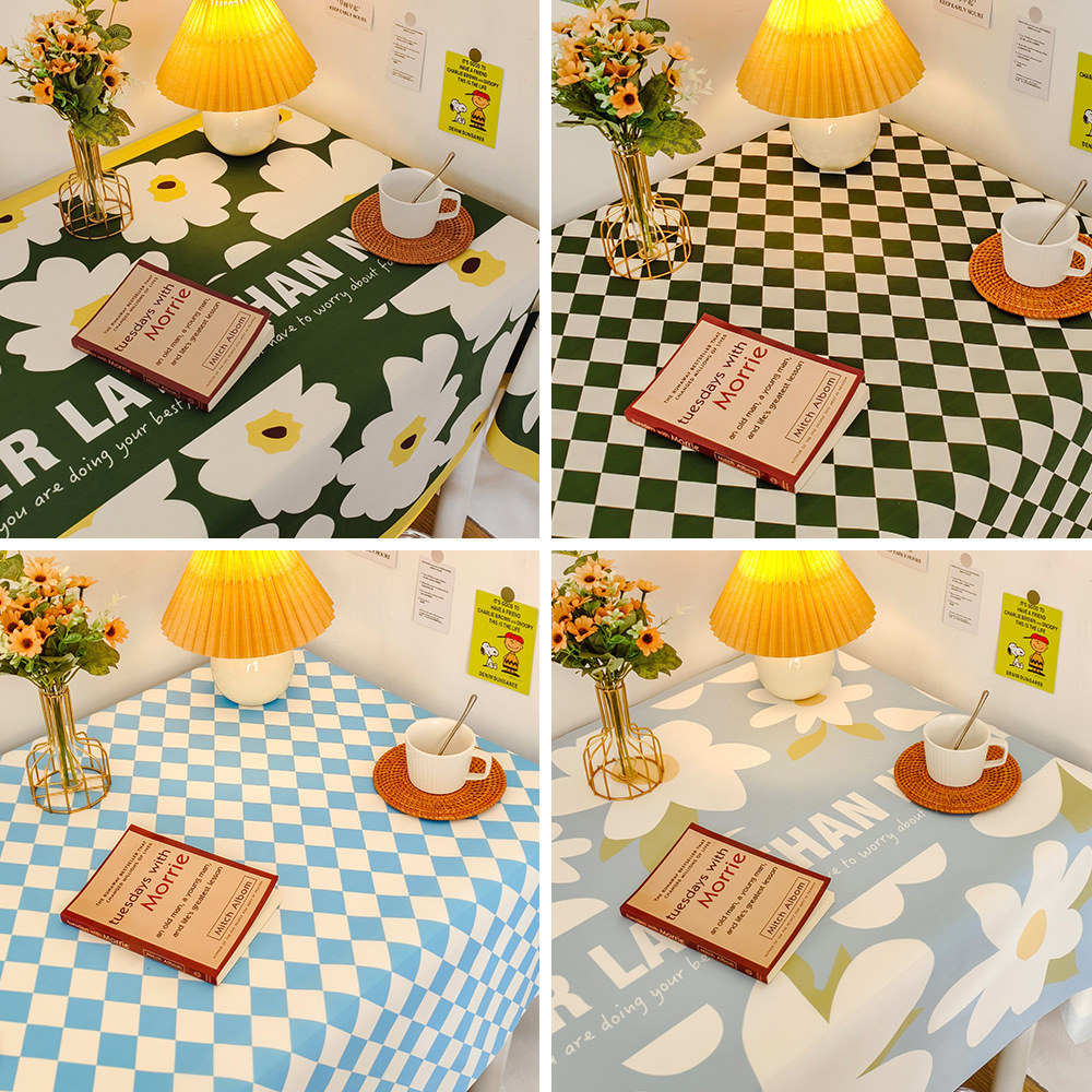 Flannel Tablecloth ins Style Chessboard Grid Internet Red Photo Background Student Dormitory Desk Decoration Tea Table Cloth Stall