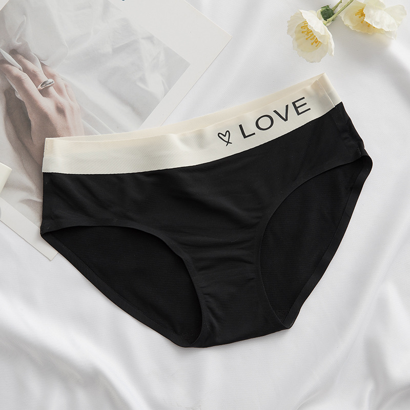 Picture of Naked seamless simple letter sporty women's underwear ice silk breathable mid-waist hip girl's quick-drying briefs